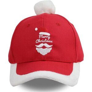 Merry Christmas Hat Vintage Adjustable Santa Baseball Cap Red White Embroidered